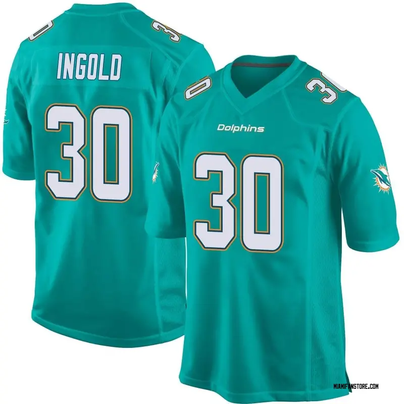 Alec Ingold Miami Dolphins Youth Aqua Name & Number Logo T-Shirt 