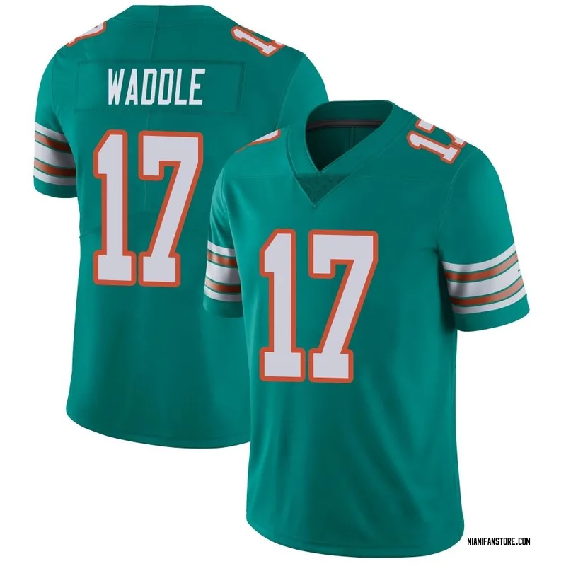 Nike Men's Jaylen Waddle Aqua Miami Dolphins Player Name And