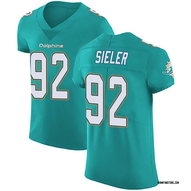 Zach Sieler Miami Dolphins Men's Aqua Name & Number Logo T-Shirt 