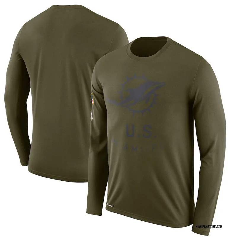 Reshad Jones Miami Dolphins Youth Legend Olive Salute to Service Sideline  Long Sleeve T-Shirt