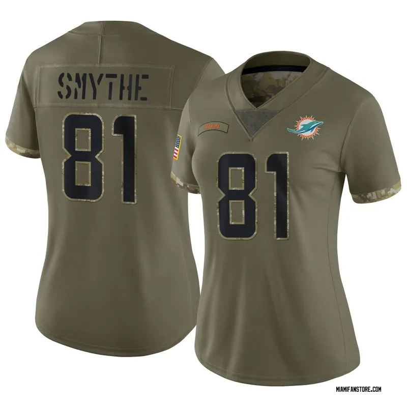 Durham Smythe Miami Dolphins Women's Aqua Name & Number Logo Slim