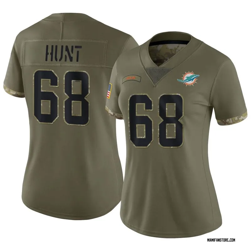 Robert Hunt Miami Dolphins Men's Legend Olive Salute to Service Sideline  Long Sleeve T-Shirt