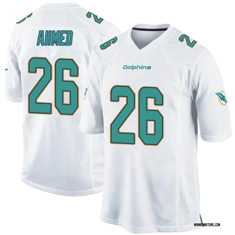 Salvon Ahmed Miami Dolphins Men's Orange Name & Number Logo T-Shirt 